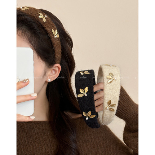 一葉知秋~復古美拉德毛呢髮箍女高級感洋氣時尚頭箍日常外戴髮飾 一葉知秋~復古美拉德毛呢髮箍女高級感洋氣時尚頭箍日常外戴髮飾