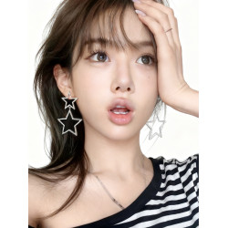 千禧辣妹Y2K誇張閃鑽五角星星耳釘環飾女個性設計耳夾甜酷顯臉小