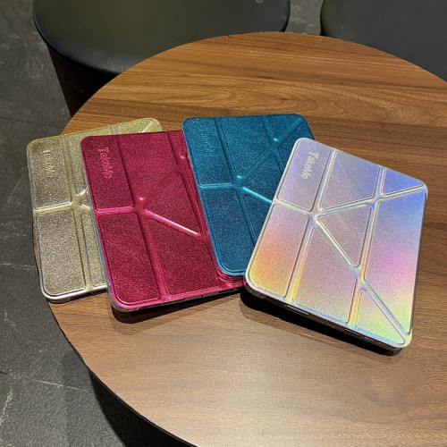 鐳射Y折平板殼適用蘋果ipad10代平板保護套ipadair6三折Y折mini7/air5/air2簡約ipadpro代喚醒睡眠ipad9/A16