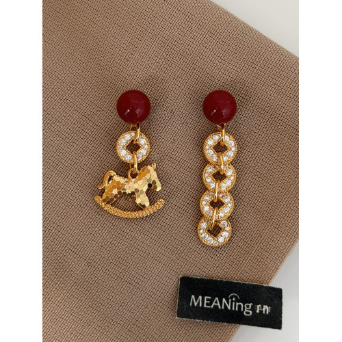 【馬年新品】馬上有錢紅色小馬耳環輕奢貴氣小衆高級新年過年耳飾