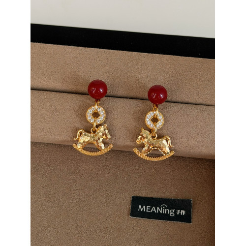 【馬年新品】馬上有錢紅色小馬耳環輕奢貴氣小衆高級新年過年耳飾