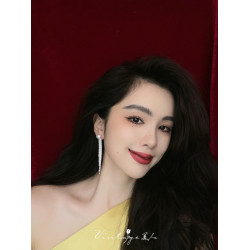 「白雪公主」法式優雅輕奢宴會高級感小衆珍珠流蘇耳環蚊香盤耳夾