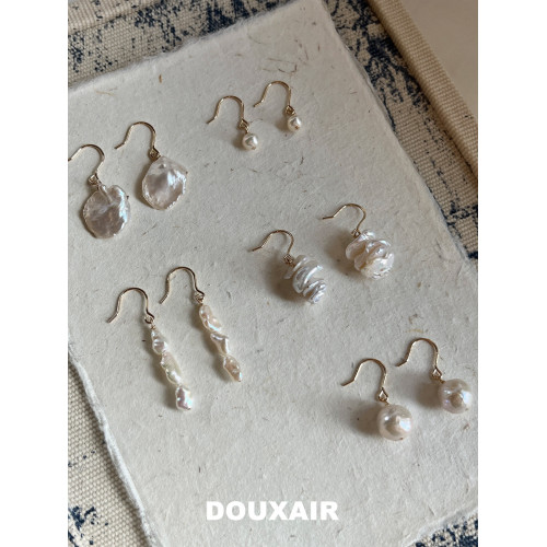 天然淡水珍珠小耳環14k包金巴洛克異形耳釘法式復古防過敏耳鉤女