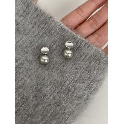 DOUDOUSTORE中性灰清冷灰珍珠耳釘日常百搭通勤耳環耳飾簡約女