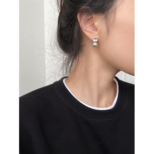 DOUDOUSTORE中性灰清冷灰珍珠耳釘日常百搭通勤耳環耳飾簡約女 DOUDOUSTORE中性灰清冷灰珍珠耳釘日常百搭通勤耳環耳飾簡約女