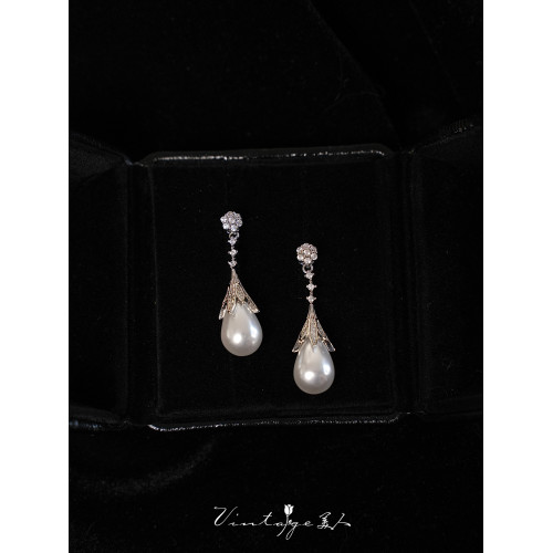 「戴安娜王妃」法式經典復古高級感輕奢氣質閃耀水滴珍珠耳環耳夾