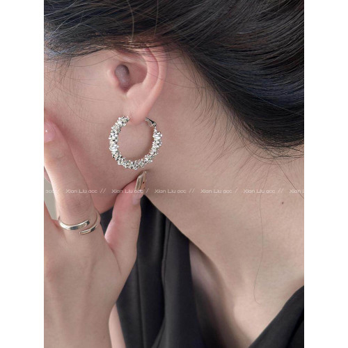 小衆獨特熔巖珍珠圈圈耳環2026新款爆款高級感耳釘女百搭耳圈耳飾