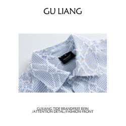 GU LIANG「設計師品牌」/男女同款/小衆特殊面料菱形格百搭襯衫潮