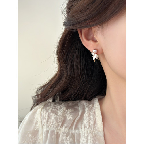 輕奢高級感獨特天然淡水珍珠魚尾耳環女秋冬2026新款爆款耳飾耳釘