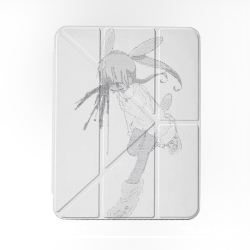 原創小衆藝術可愛像素卡通適用11代2025款air7ipadpro11三折ipad殼防彎Y折亞克力10.2寸/air4/5/mini6帶筆槽