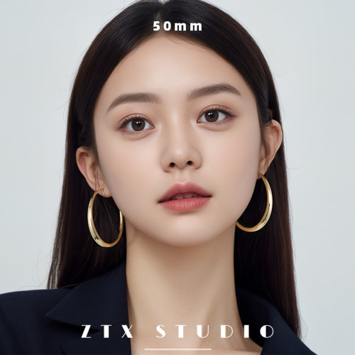 ZTX 歐美誇張素圈耳夾無耳洞女新款大耳圈耳飾蚊香盤金色圓圈耳環