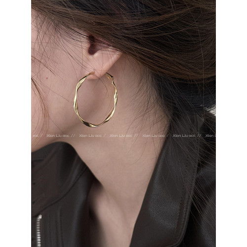 莫比烏斯環大耳圈女小衆獨特耳環2025新款爆款高級感耳釘氣質耳飾