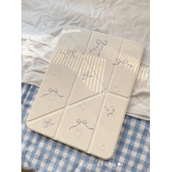 kiki原創/兔兔蝴蝶結粉色星星適用於ipad保護殼平板保護套亞克力高防彎硬Y折書本有筆槽air611英寸mini6筆槽