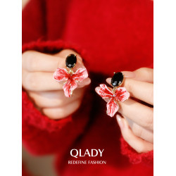 鳶尾花耳釘誇張耳飾女獨特耳環2026新款爆款高級感輕奢秋冬耳墜