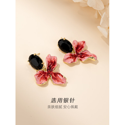 鳶尾花耳釘誇張耳飾女獨特耳環2026新款爆款高級感輕奢秋冬耳墜