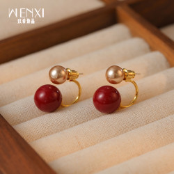 獨特紅豆耳環2026新款爆款高級感時尚耳墜復古輕奢小衆紅色耳飾女