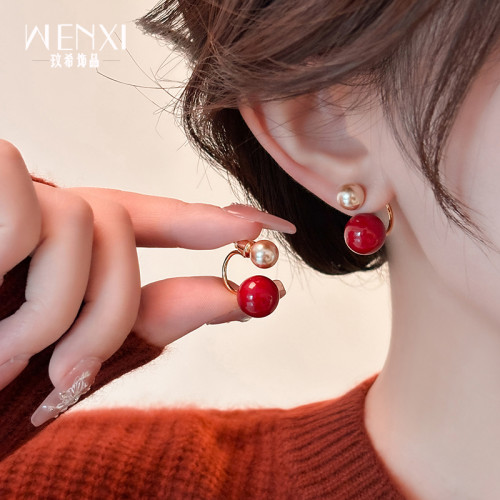 獨特紅豆耳環2026新款爆款高級感時尚耳墜復古輕奢小衆紅色耳飾女