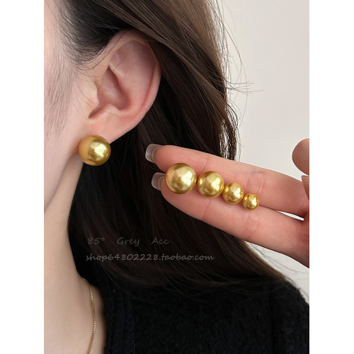輕奢氣質施家南洋茶金色珍珠耳釘女2026新款耳環時尚高級感耳飾品