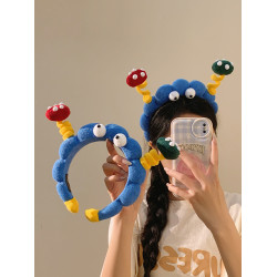 可愛搞怪扭扭棒大眼仔藍色洗臉髮箍女頭箍2025新款洗臉髮卡髮飾