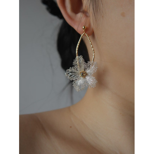 純手工飾品 淺妝 夕顔系列小衆原創設計師手工耳釘女高級感耳飾