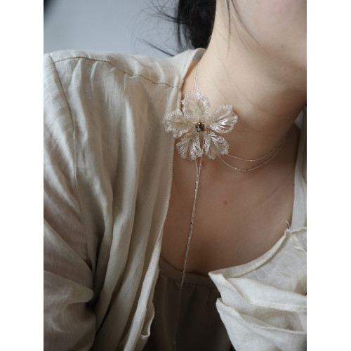 純手工飾品 淺妝 夕顔系列小衆原創設計師手工耳釘女高級感耳飾