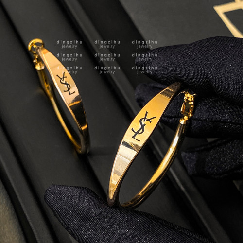 金色字母大圈圈耳環女士歐美復古氣質高級感耳圈誇張大氣設計耳飾