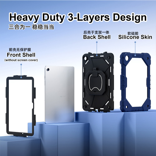 適用三星A11平板保護套無磁TabA9+ A9 A7lite 360旋轉支架壁掛手提S11保護殼SM-X115 T220X216全包矽膠防摔殼