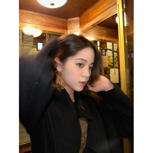 歐陽娜娜同款復古鏤空菱形耳環女輕奢高級感獨特誇張耳釘金色耳飾