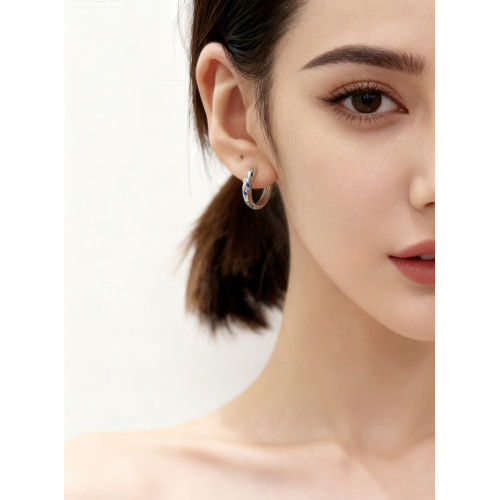 碧藍四芒星耳環女鈦合金耳圈輕奢小衆男耳釦鈦鋼圈圈素圈耳釘耳飾