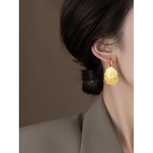 高奢手作蟬翼工藝樹葉耳環女宴會名媛高級感輕奢耳釦氣質精緻耳飾