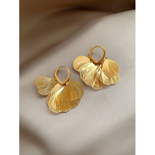 高奢手作蟬翼工藝樹葉耳環女宴會名媛高級感輕奢耳釦氣質精緻耳飾