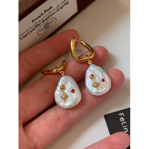 天然巴洛克珍珠六芒星耳環女巨好看2026新爆款高級感獨特絕美耳飾