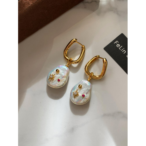 天然巴洛克珍珠六芒星耳環女巨好看2026新爆款高級感獨特絕美耳飾