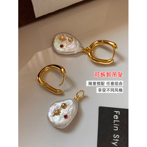 天然巴洛克珍珠六芒星耳環女巨好看2026新爆款高級感獨特絕美耳飾