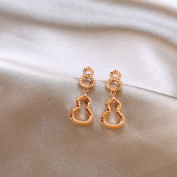 古裡雅金色碎碎冰玄學旺財葫蘆耳環女小衆設計感耳飾春夏獨特耳釘