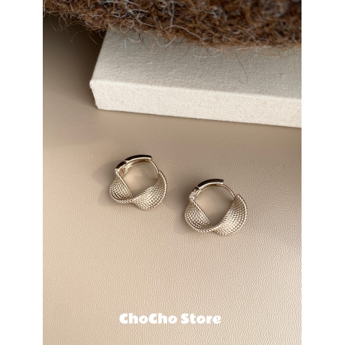 chocho/簡約小衆扭曲紋理耳釦秋冬咖啡金高級感百搭復古耳環耳釘 chocho/簡約小衆扭曲紋理耳釦秋冬咖啡金高級感百搭復古耳環耳釘
