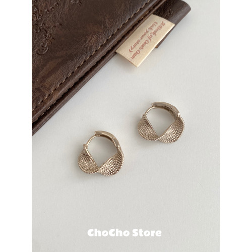 chocho/簡約小衆扭曲紋理耳釦秋冬咖啡金高級感百搭復古耳環耳釘 chocho/簡約小衆扭曲紋理耳釦秋冬咖啡金高級感百搭復古耳環耳釘