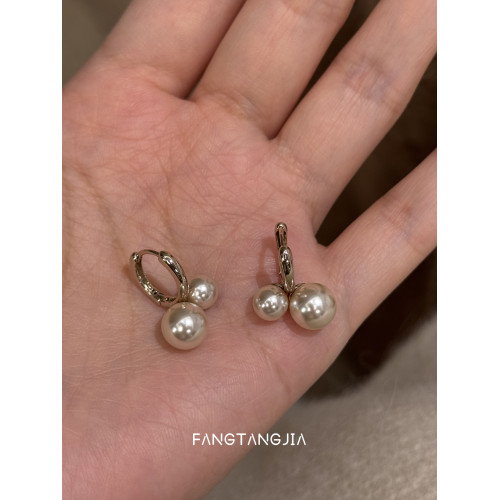 方糖家 溫柔摩卡慕斯珍珠耳環小櫻桃耳釦2026新款輕奢小衆耳環女