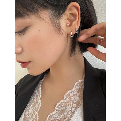 素圈耳環耳釦耳釘925銀針耳骨環耳圈女簡約金色歐美高級水滴耳飾