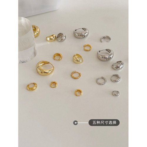 素圈耳環耳釦耳釘925銀針耳骨環耳圈女簡約金色歐美高級水滴耳飾