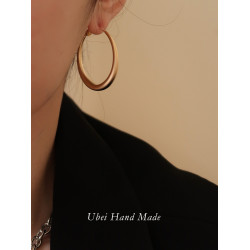 有北手作 大圈耳環女設計感歐美啞光磨砂圓耳圈2026新款潮耳夾