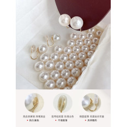 青芥fever同款正圓施家珍珠耳環氣質高級通勤耳飾耳釘無耳洞耳夾