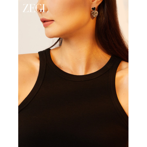 ZEGL法式黑色愛心耳環女新款爆款耳墜高級耳釘復古銀針春季耳飾