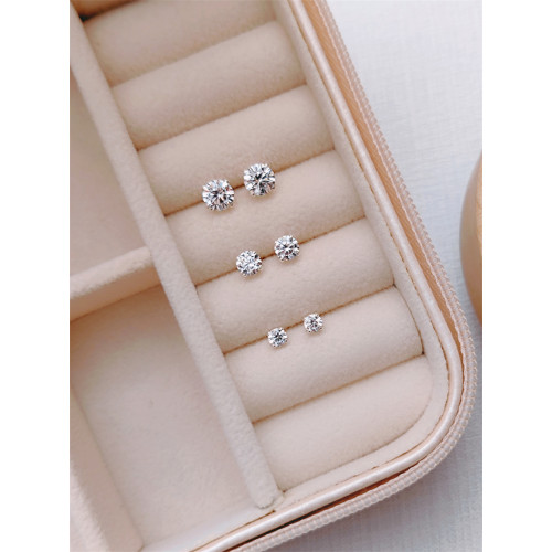 美國進口S925銀 超閃一粒鑽小耳釘 鋯石耳釘 簡約高級感小巧氣質