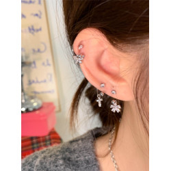 嘟嘟夫婦醫用鈦鋼耳釘養耳洞u型馬蹄耳骨釘螺絲擰釦耳鉤款耳環女