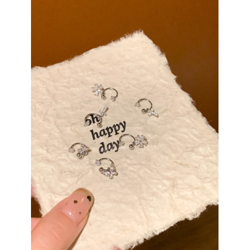 嘟嘟夫婦醫用鈦鋼耳釘養耳洞u型馬蹄耳骨釘螺絲擰釦耳鉤款耳環女