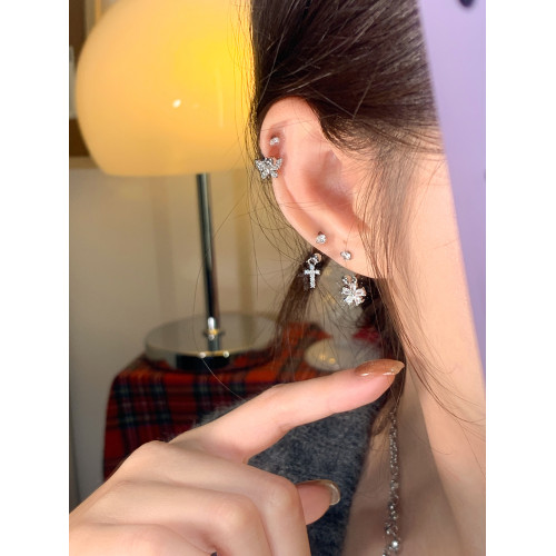 嘟嘟夫婦醫用鈦鋼耳釘養耳洞u型馬蹄耳骨釘螺絲擰釦耳鉤款耳環女