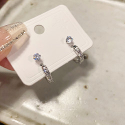 雙耳洞素圈耳環耳釘女秋冬小衆設計感小耳圈搭配圈圈耳飾圓圈耳釦