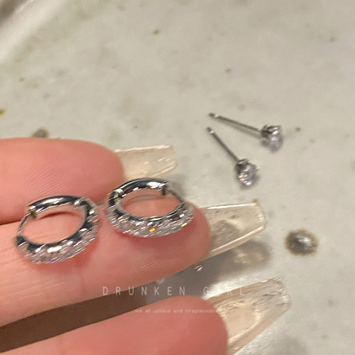 雙耳洞素圈耳環耳釘女秋冬小衆設計感小耳圈搭配圈圈耳飾圓圈耳釦 雙耳洞素圈耳環耳釘女秋冬小衆設計感小耳圈搭配圈圈耳飾圓圈耳釦