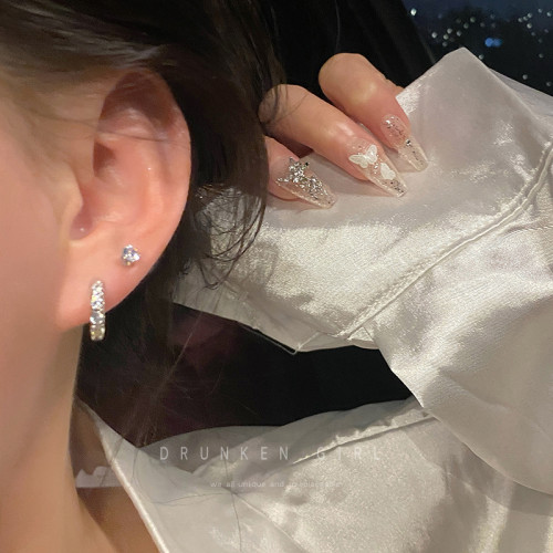 雙耳洞素圈耳環耳釘女秋冬小衆設計感小耳圈搭配圈圈耳飾圓圈耳釦 雙耳洞素圈耳環耳釘女秋冬小衆設計感小耳圈搭配圈圈耳飾圓圈耳釦